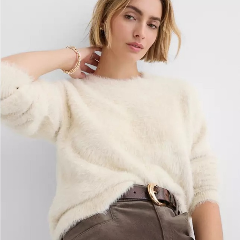 Fuzzy Tunic Sweater -Pure Vanilla